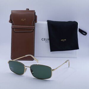 Celine CL40285U RHINESTONE TRIOMPHE 30N Rectangle Sunglasses - Gold/Green